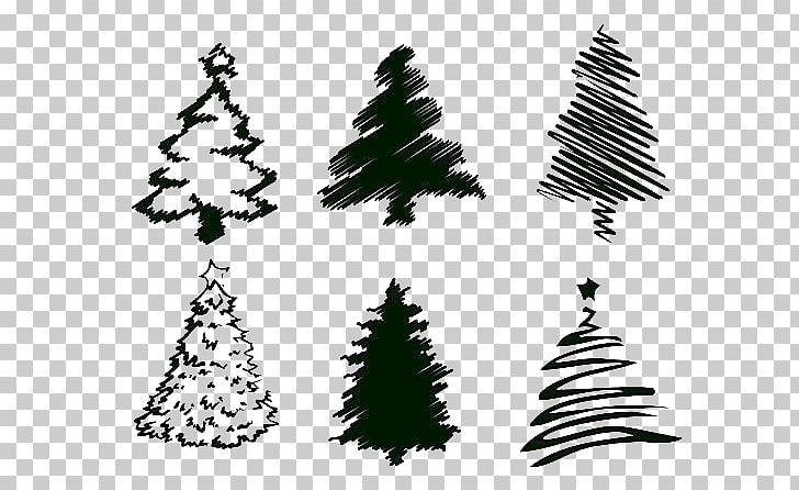Christmas Tree Drawing Illustration PNG, Clipart, Black, Black And White, Brush, Christmas, Christmas Border Free PNG Download