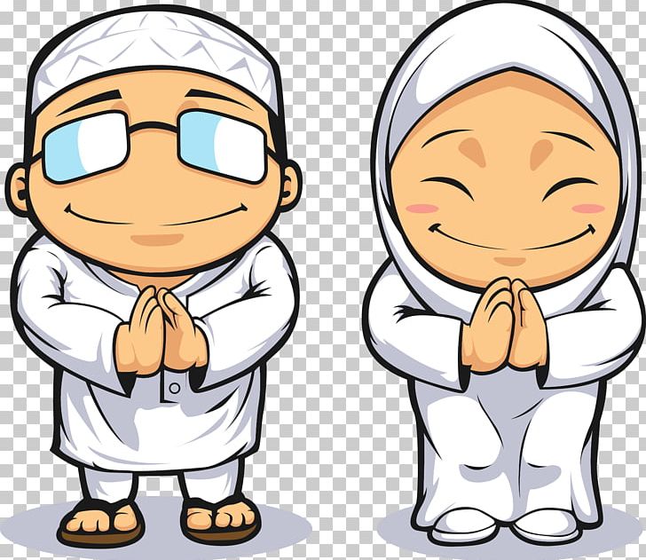 muslim family praying cartoon