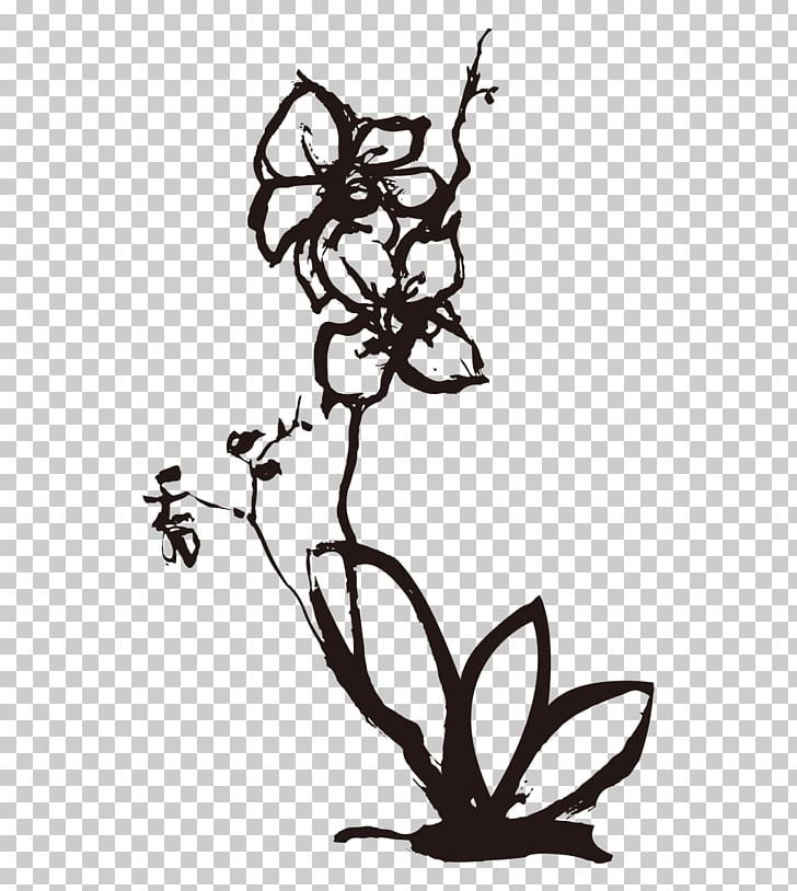 Orchids Drawing Euclidean PNG, Clipart, Artwork, Black, Branch, Chinese Style, Encapsulated Postscript Free PNG Download