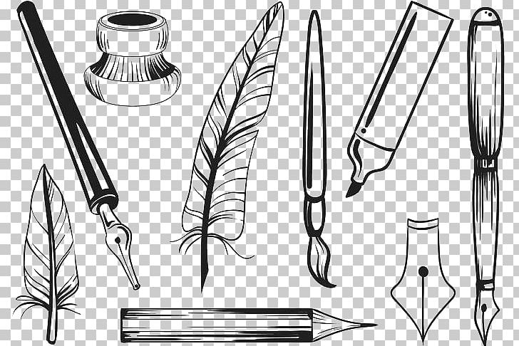 Paper Inkwell Quill Pen PNG, Clipart, Angle, Arm, Black And White, Color Ink, Dip Pen Free PNG Download