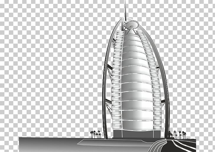 Burj Al Arab Drawing Hotel Art PNG, Clipart, Art, Black And White, Building, Burj Al Arab, Digital Art Free PNG Download