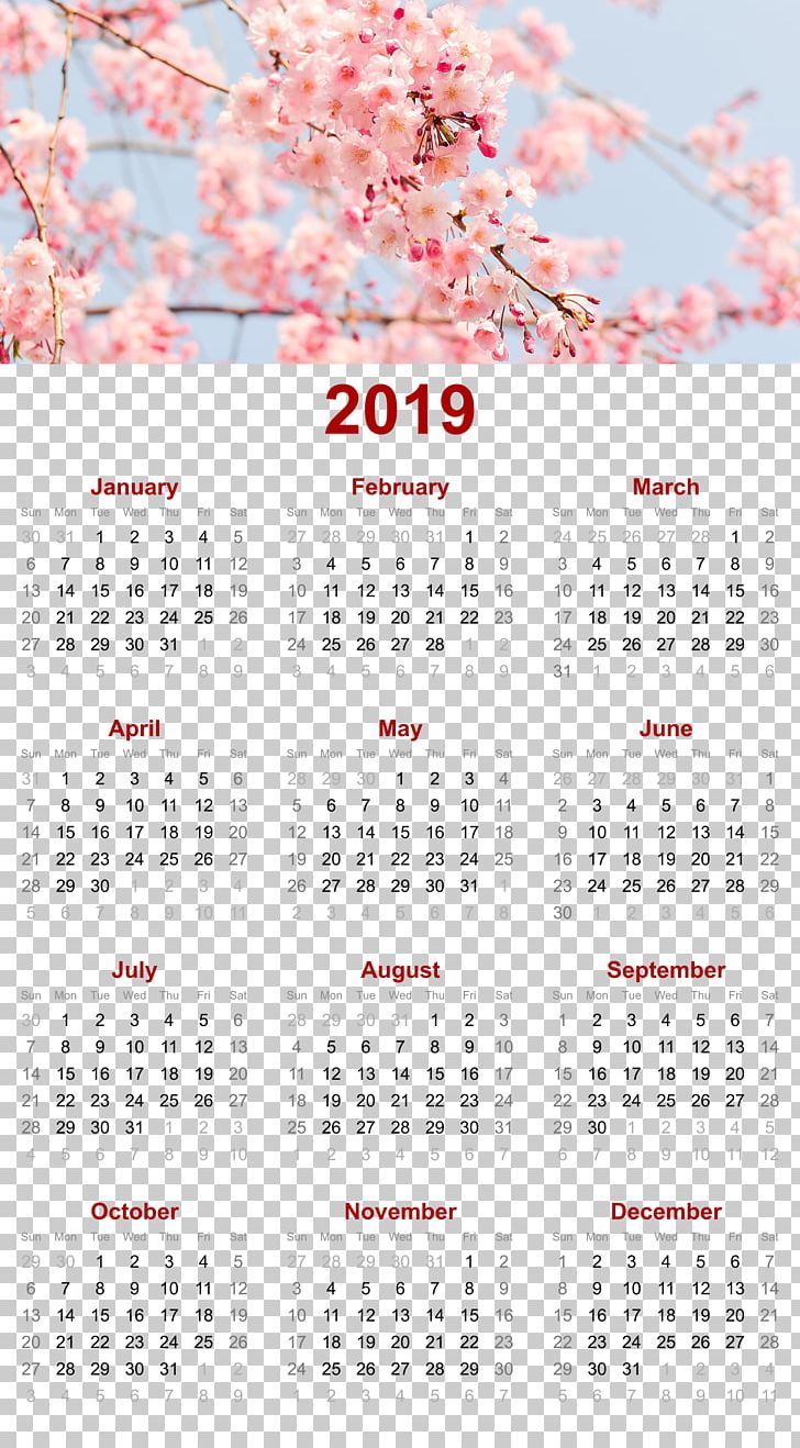 2019 Printable Calendar PNG, Clipart, Art Museum, Blossom, Calendar, Cherry Blossom, Desktop Wallpaper Free PNG Download