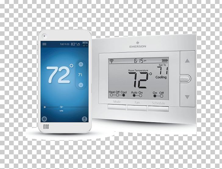 Smart Thermostat Emerson Sensi White-Rodgers 1F86U-24WF Nest Labs PNG, Clipart, Air Conditioning, Brand, Ecobee Ecobee3, Electronics, Emerson Electric Free PNG Download