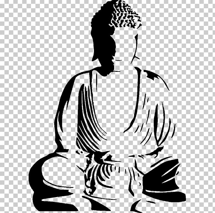 Buddhism Stencil Golden Buddha Drawing Wall Decal PNG, Clipart, Arm, Art, Artwork, Black, Black And White Free PNG Download