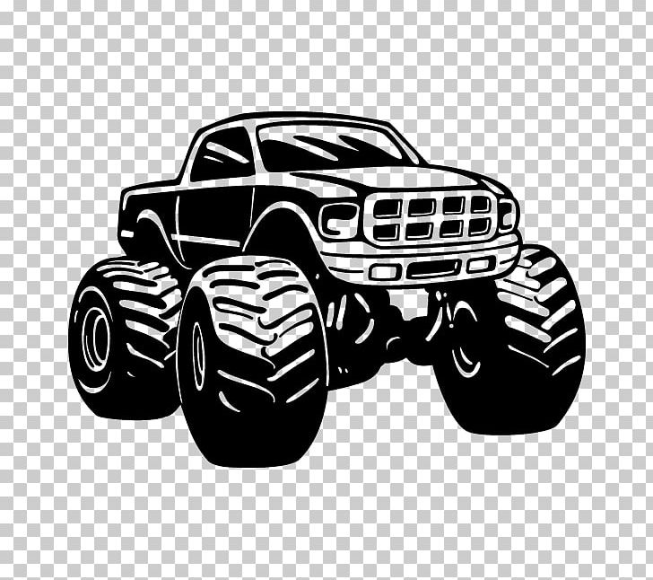 Car Monster Truck Wall Decal Sticker PNG, Clipart, Automotive Design, Automotive Exterior, Automotive Tire, Automotive Wheel System, Black And White Free PNG Download