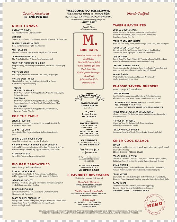 Menu Take-out Marlow's Tavern Restaurant Food PNG, Clipart,  Free PNG Download