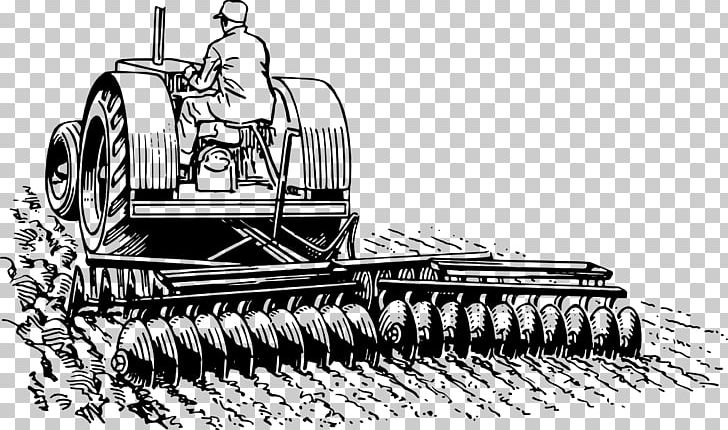 Drawing Harrow Tractor PNG, Clipart, Agriculture, Automotive Design, Automotive Tire, Black And White, Clip Art Free PNG Download