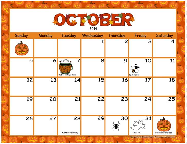 clip art october calendar