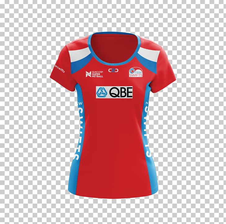T-shirt Jersey Suncorp Super Netball New South Wales Swifts PNG, Clipart, Active Shirt, Blue, Brand, Clothing, Electric Blue Free PNG Download