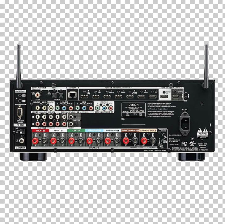 Denon AVR-X2400H AV Receiver Denon AVR-X1400H Surround Sound PNG, Clipart, Amplifier, Audio, Audio Crossover, Audio Equipment, Audio Power Amplifier Free PNG Download