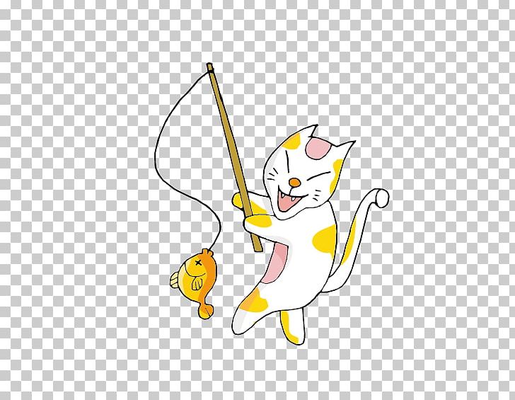 Cat Angling Cartoon Illustration PNG, Clipart, Animal, Animals, Carnivoran, Cat Like Mammal, Comics Free PNG Download