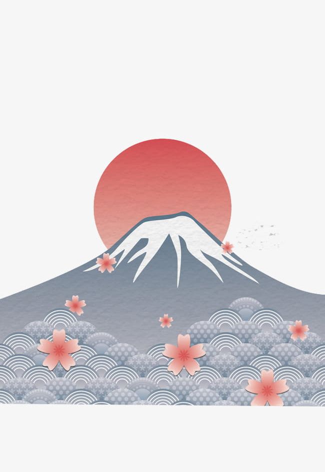 Hand Painted Mount Fuji PNG, Clipart, Cloud, Decoration, Flowers, Fuji Clipart, Fuji Clipart Free PNG Download