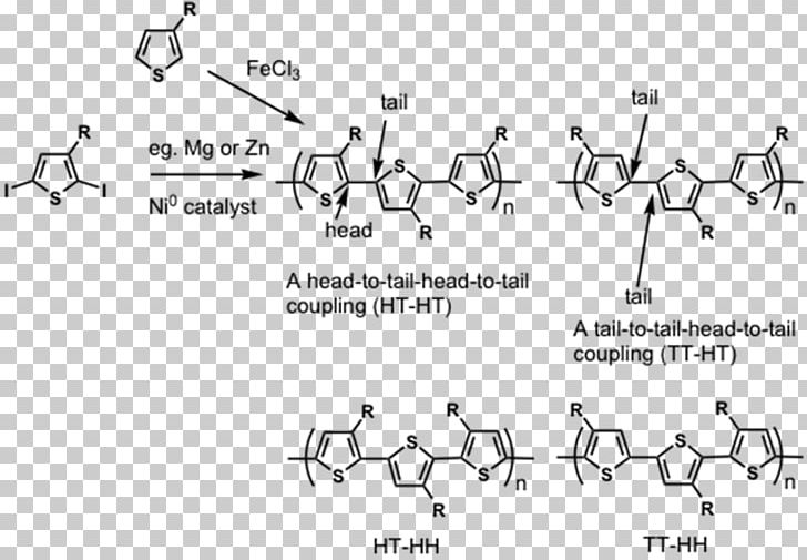 Polythiophene Polymer P3HT Organic Semiconductor Coupling Reaction PNG, Clipart, Angle, Area, Auto Part, Black And White, Coupling Reaction Free PNG Download