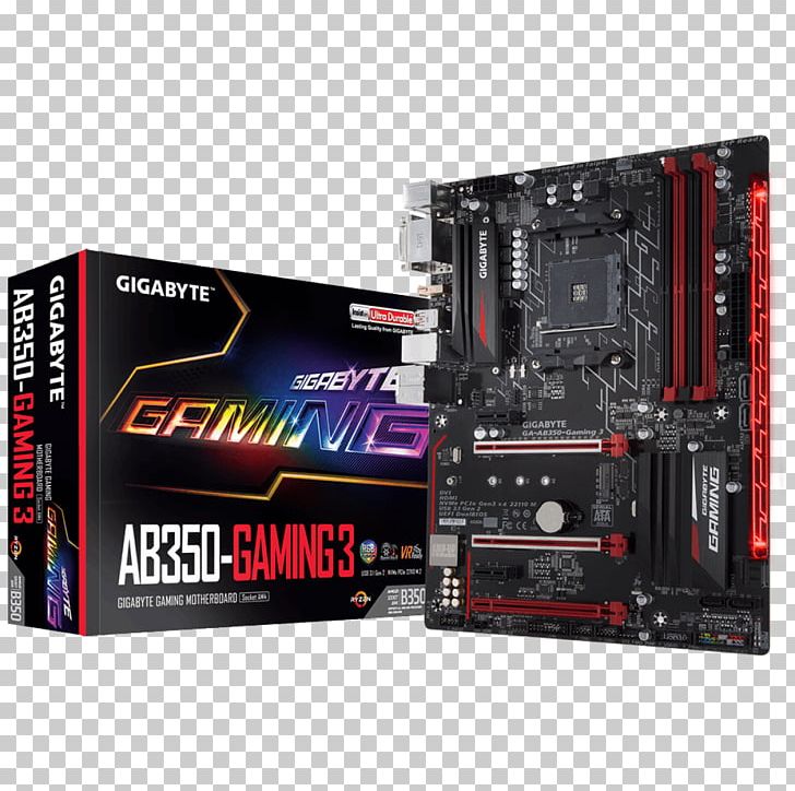 Socket AM4 Gigabyte GA-AB350-Gaming 3 DDR4 SDRAM Motherboard PCI Express PNG, Clipart, Advanced Micro Devices, Computer Hardware, Electronic Device, Electronics, Electronics Accessory Free PNG Download