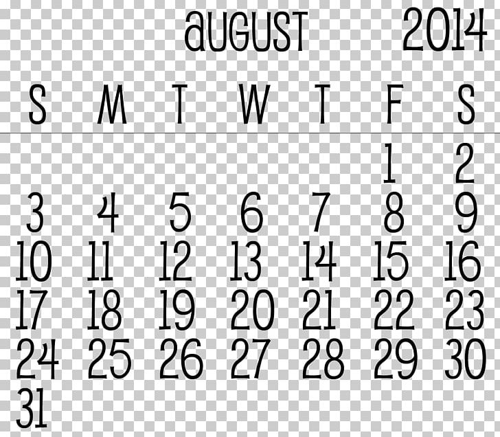 Calendar Document Public Holiday Template PNG, Clipart, Angle, Area, August, Black And White, Booty Free PNG Download