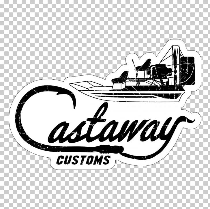 Castaway Customs Logo Decal Boat Drawing PNG, Clipart, Airboat, Black And White, Boat, Brand, Castaway Free PNG Download