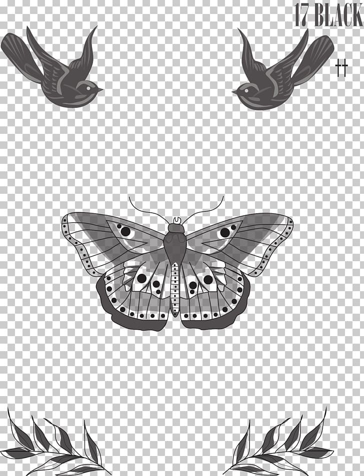 Swallow Tattoo T-shirt One Direction PNG, Clipart, Black And White, Butterfly, Clothing, Fashion, Harry Styles Free PNG Download