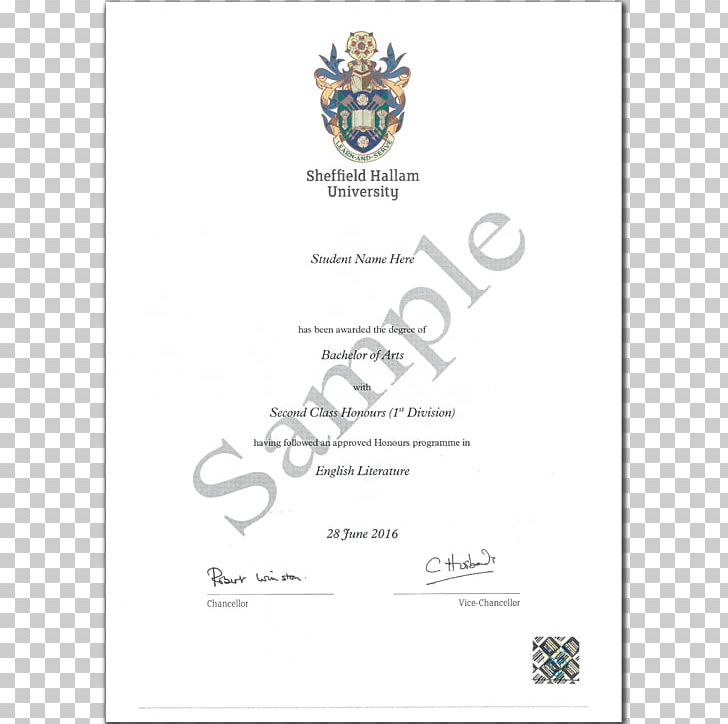 Sheffield Hallam University University Of Sheffield Academic Certificate Diploma Academic Degree PNG, Clipart,  Free PNG Download