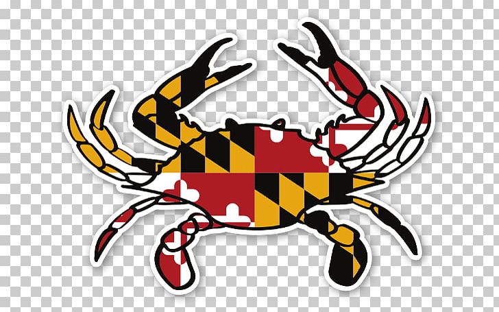 Crab Flag Of Maryland Sticker PNG, Clipart, Artwork, Chesapeake Blue Crab, Crab, Decal, Decapoda Free PNG Download