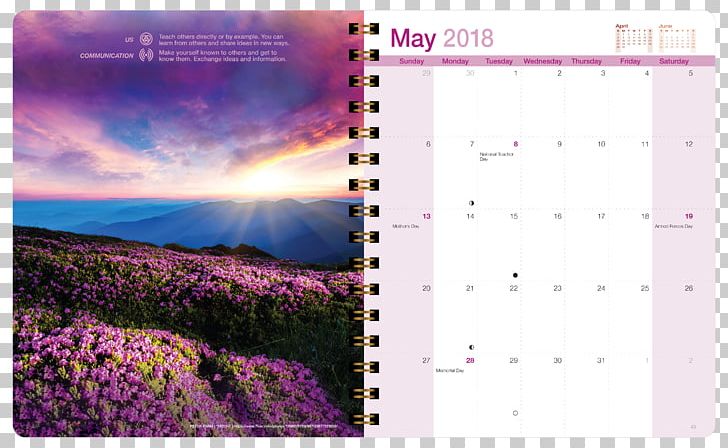 Desktop Flower Sunset Sky PNG, Clipart, Blue, Calendar, Cloud, Computer Wallpaper, Day Planner Free PNG Download