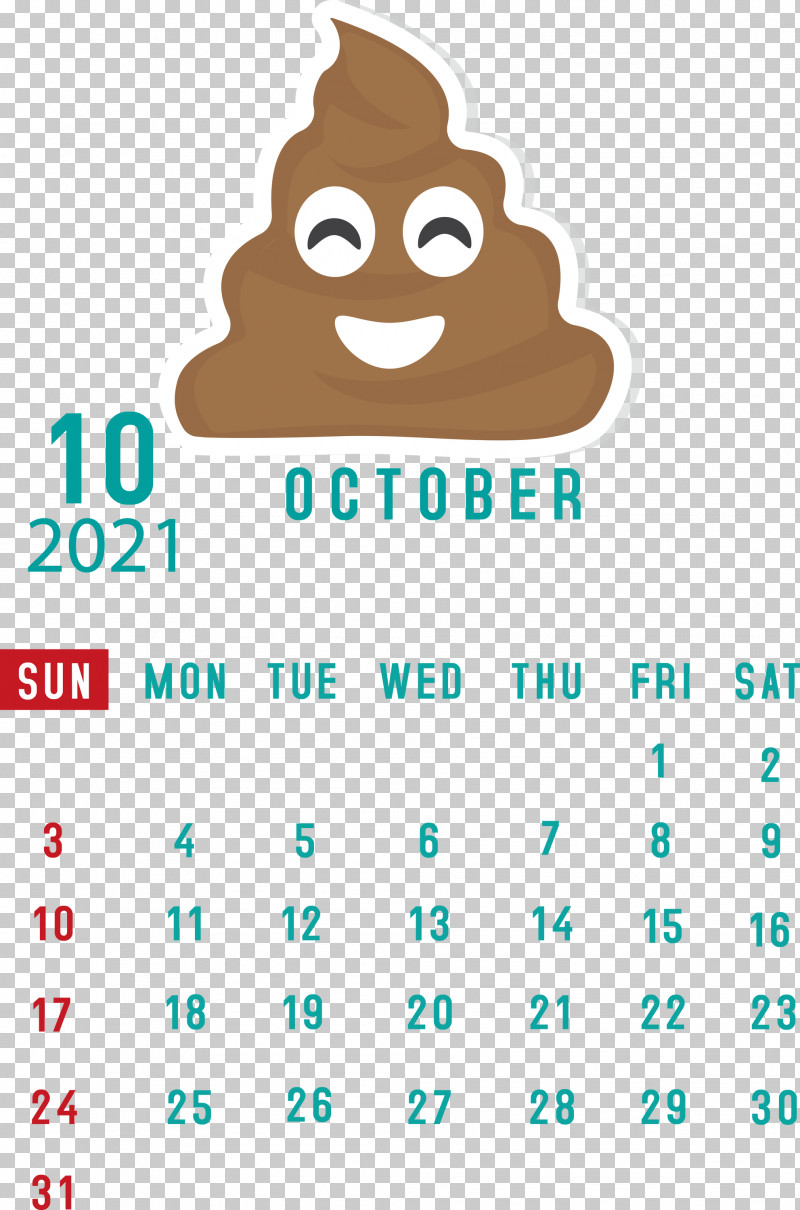October 2021 Printable Calendar October 2021 Calendar PNG, Clipart, Behavior, Calendar System, Cartoon, Face, Happiness Free PNG Download