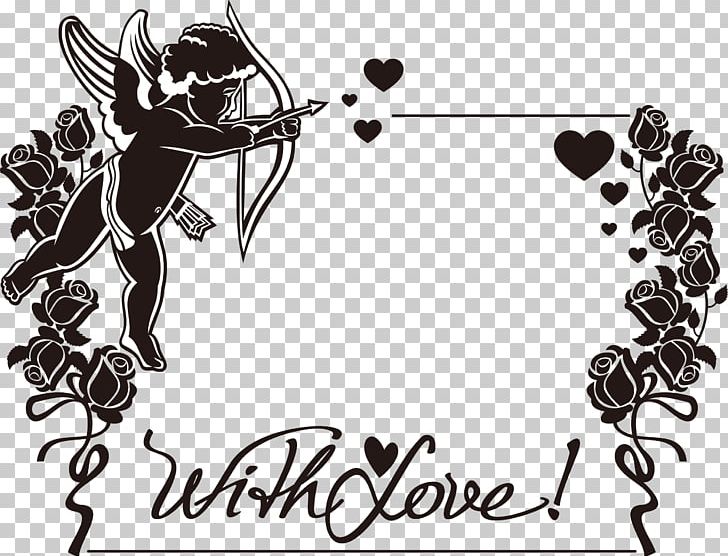 Cherub Cupid Heart Love PNG, Clipart, Archery, Art, Black, Black And White, Border Free PNG Download