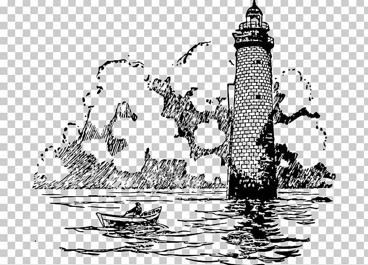 Drawing Lighthouse PNG, Clipart, Art, Black And White, Boat, Cartoon, Computer Icons Free PNG Download