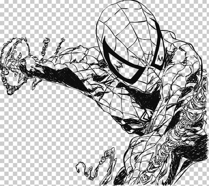 Spider-Man Drawing Venom Sketch PNG, Clipart, Arm, Art, Artwork, Automotive Design, Black And White Free PNG Download