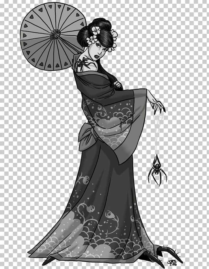 Woman Jorōgumo Spider Nephila Clavata Yōkai PNG, Clipart, Art, Beauty, Black, Black And White, Character Free PNG Download