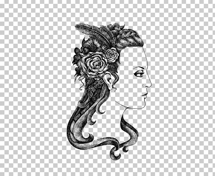 Drawing Black And White Illustrator Art PNG, Clipart, Art, Beautiful Woman, Black And White, Drawing, Fictional Character Free PNG Download