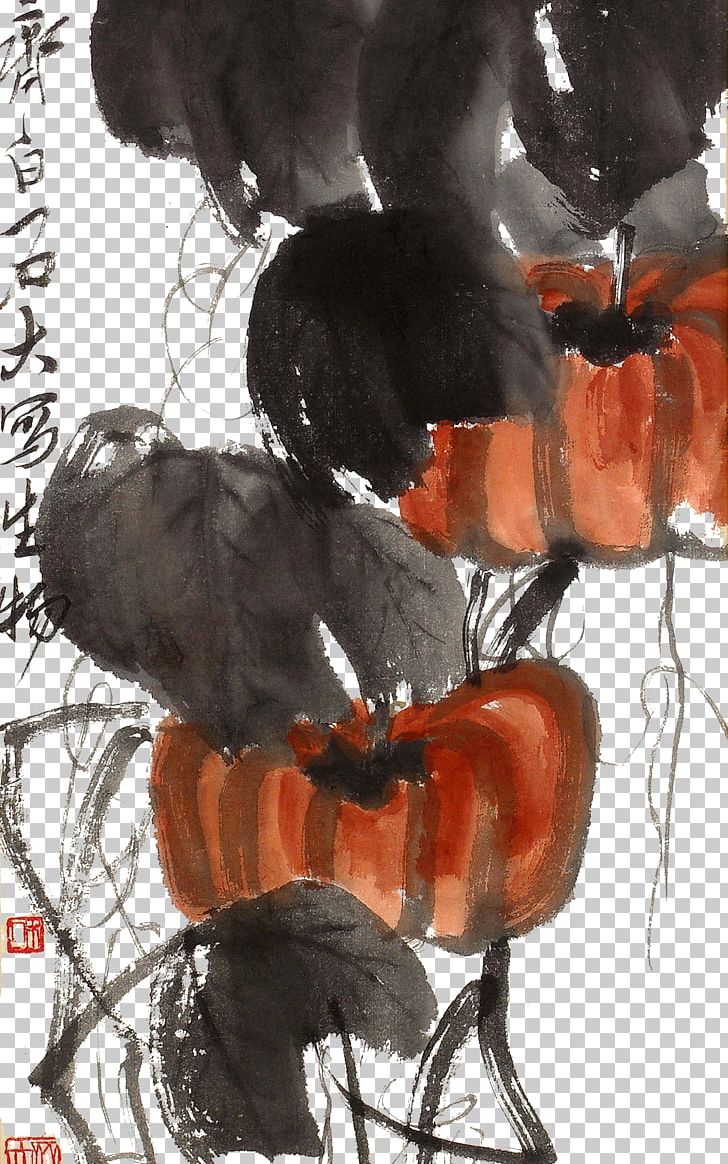 Hunan Pumpkin Ink Wash Painting Melon Vine PNG, Clipart, Artist, Autumn Leaves, Chinese, Chinese Art, Chinese Painting Free PNG Download