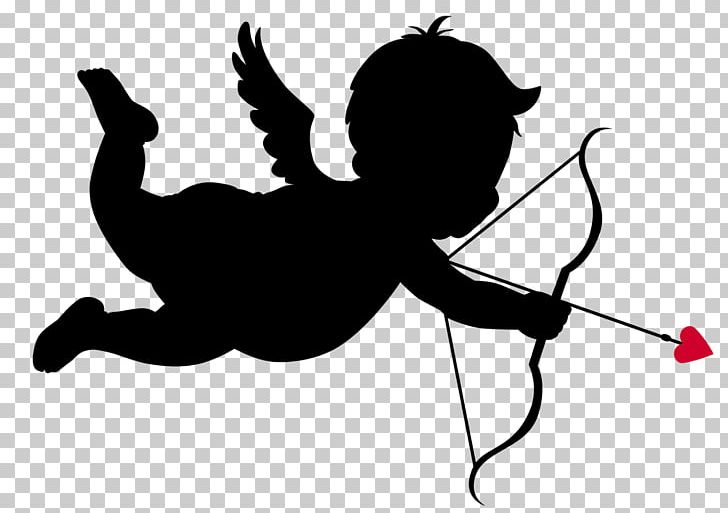 Cherub Cupid Silhouette PNG, Clipart, Arm, Art, Black, Black And White, Cherub Free PNG Download