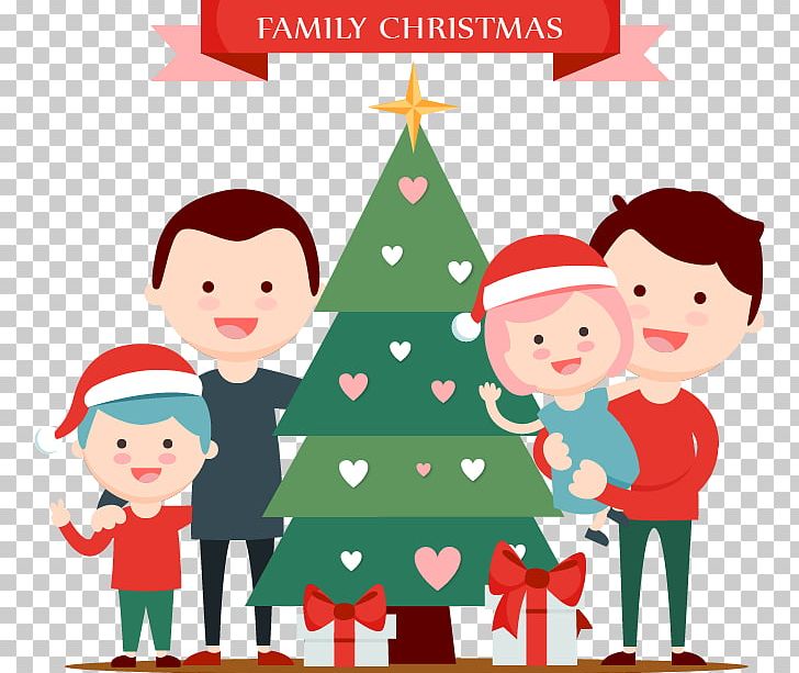 Christmas Tree Santa Claus Family Illustration PNG, Clipart, Area, Child, Christmas Decoration, Christmas Frame, Christmas Lights Free PNG Download