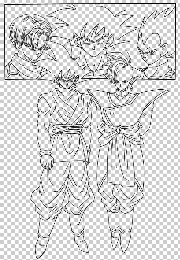Line Art Goku Black Trunks Drawing PNG, Clipart, Angle, Arm, Black, Black And White, Cartoon Free PNG Download