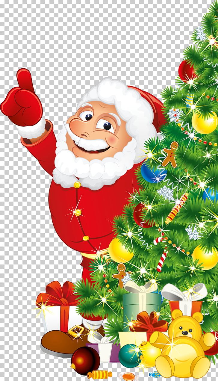 Santa Claus Christmas Card PNG, Clipart, Branch, Christmas Card, Christmas Decoration, Christmas Tree, Conifer Free PNG Download