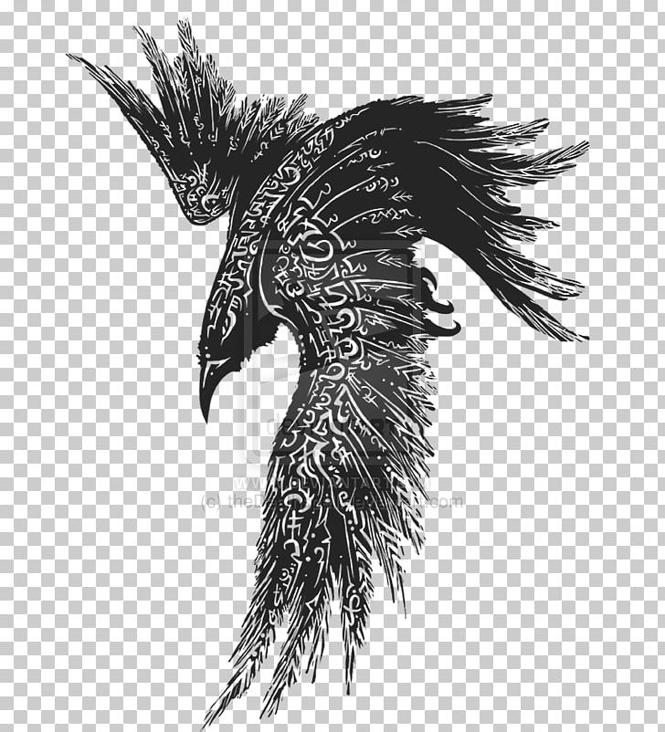 White Raven Tattoo Common Raven Odin Tattoo Ink PNG, Clipart, Bald Eagle, Beak, Bird, Bird Of Prey, Black And White Free PNG Download