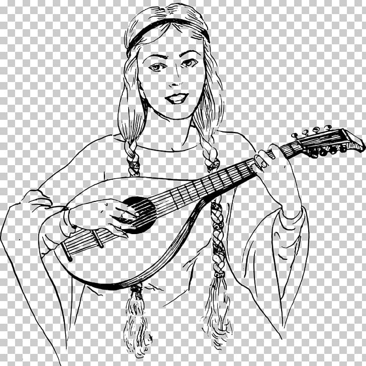 The Lute Player Drawing PNG, Clipart, Arm, Art, Artwork, Black And White, Cold Weapon Free PNG Download