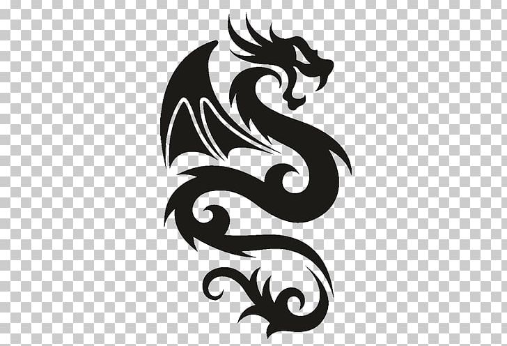 Wall Decal Sticker Dragon T-shirt PNG, Clipart, Adhesive, Black And White, Bumper Sticker, Decal, Die Cutting Free PNG Download