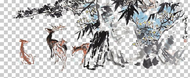 Chinese Painting Ink Wash Painting Illustration PNG, Clipart, Animals, Art, Branch, Chinese, Chinese New Year Free PNG Download