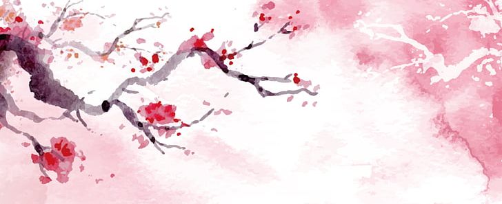 Cherry Blossom Watercolor Painting PNG, Clipart, Adobe Illustrator, Advertising Background, Banner, Branch, Cherry Free PNG Download