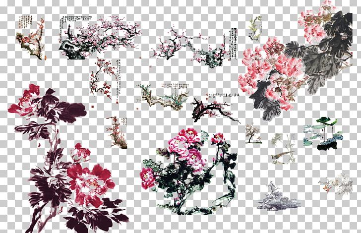 Ink Wash Painting Chinoiserie Chinese Painting Art PNG, Clipart, Art, Blossom, Branch, Cherry Blossom, Chinese Free PNG Download