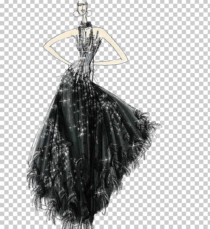 Clothing Designer Drawing Illustration PNG, Clipart, Background Black, Black And White, Black Background, Black Hair, Cocktail Dress Free PNG Download