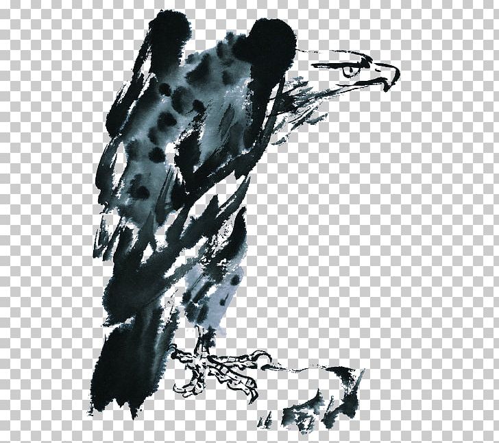 Visual Arts Black And White Ink Wash Painting Illustration PNG, Clipart, Animals, Art, Bald Eagle, Black And White, Cartoon Eagle Free PNG Download