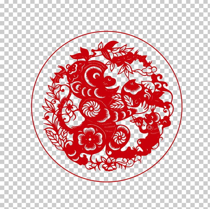 Papercutting Fu Chinese New Year Chinese Paper Cutting Monkey PNG, Clipart, Animals, Bainian, Chinese Paper Cutting, Fictional Character, Flower Free PNG Download