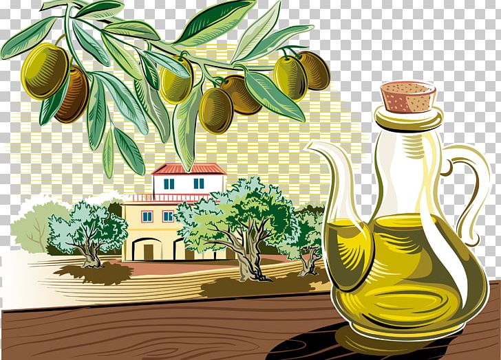 Olive Oil Mediterranean Cuisine Illustration PNG, Clipart, Bottle, Cooking, Cooking Oil, Decorative, Decorative Pattern Free PNG Download