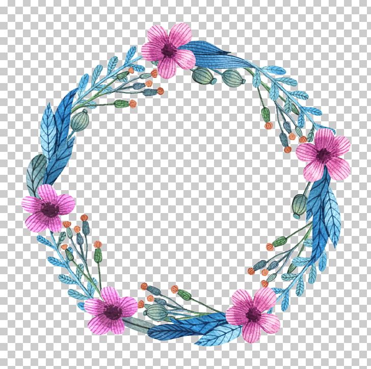 Flower Wreath Watercolor Painting Euclidean Pattern PNG, Clipart, Blue, Blue Abstract, Blue Background, Blue Flower, Blue Orchid Free PNG Download