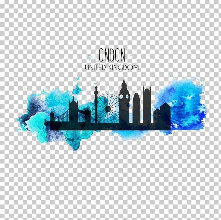 London Eye City Of London Silhouette Watercolor Painting PNG, Clipart, Blue, Brand, Computer Wallpaper, Graphic Design, Illustrator Free PNG Download