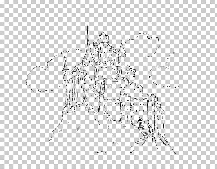 Castle Drawing Line Art Sketch PNG, Clipart, Art, Artwork, Black And White, Cartoon, Chxe2teau Free PNG Download