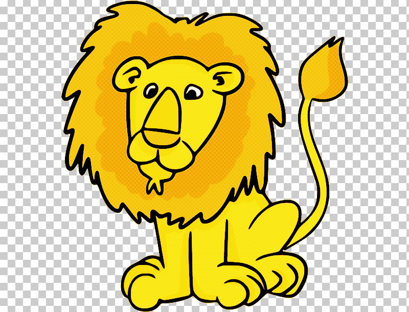 Lion Yellow Cartoon Head Wildlife PNG, Clipart, Cartoon, Head, Line, Lion, Wildlife Free PNG Download