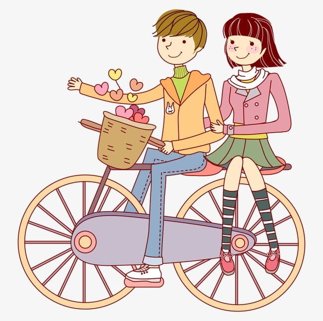 Couple On Bike PNG, Clipart, Bicycle, Bike Clipart, Cartoon, Cartoon Characters, Character Free PNG Download